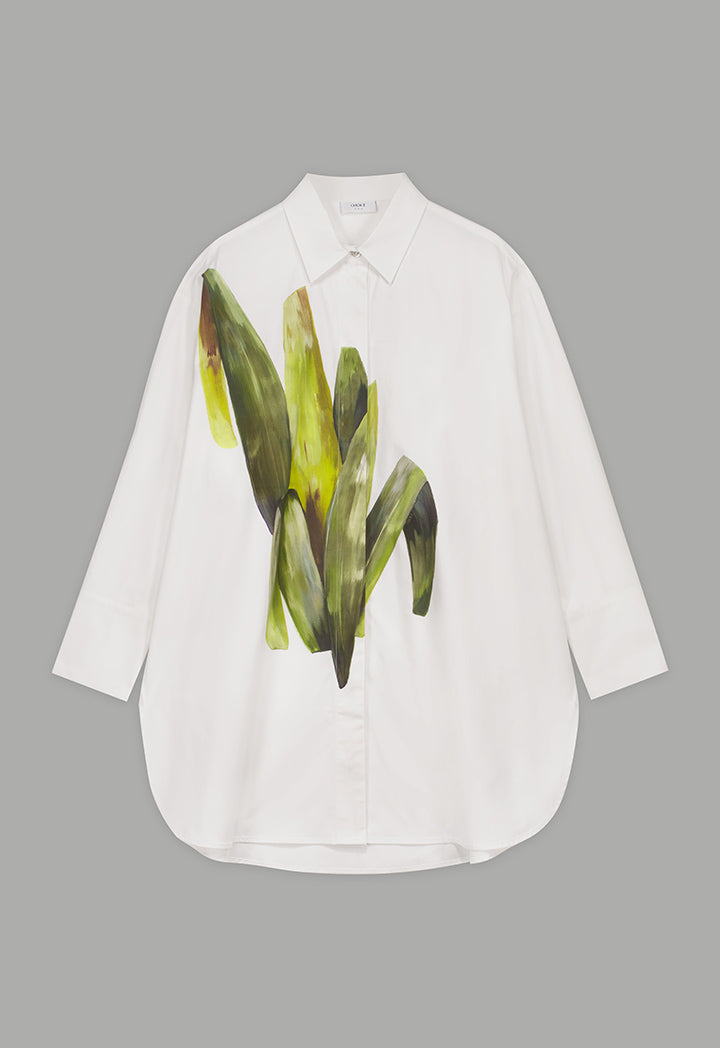 Choice Long Sleeve Oversize Printed Shirt Off White