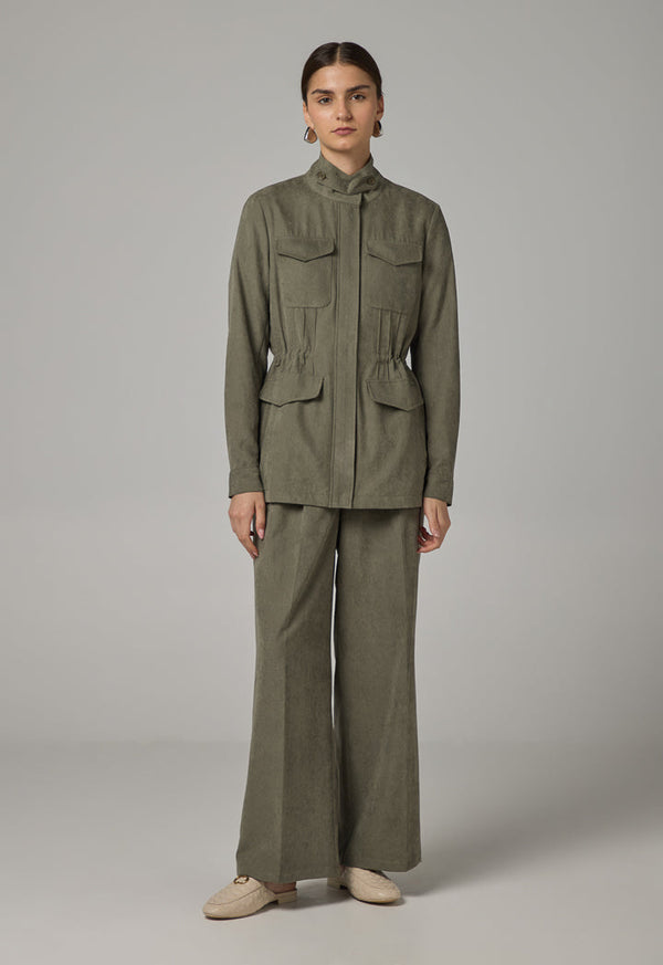 Choice Solid Front Pockets Jacket Khaki