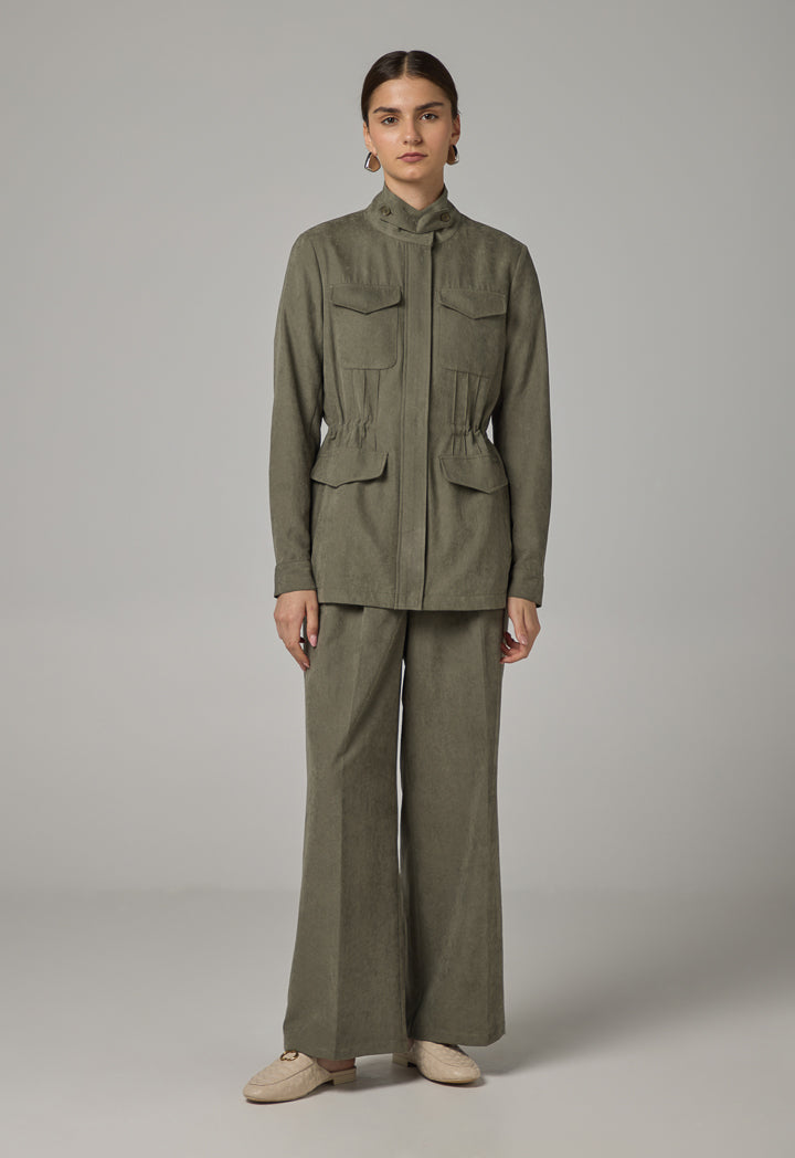 Choice Solid Front Pockets Jacket Khaki