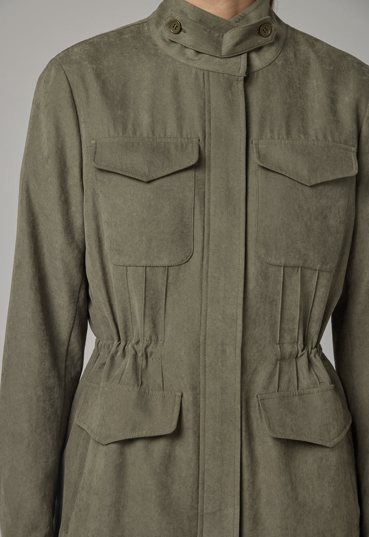 Choice Solid Front Pockets Jacket Khaki