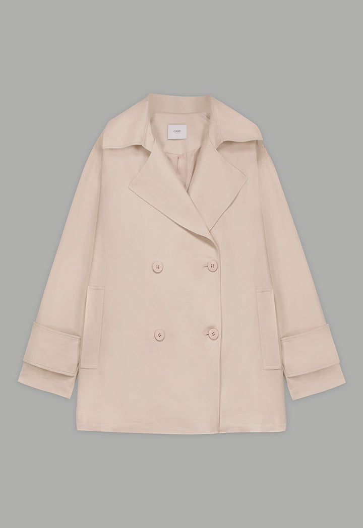 Choice Solid Notched Collar Jacket Beige