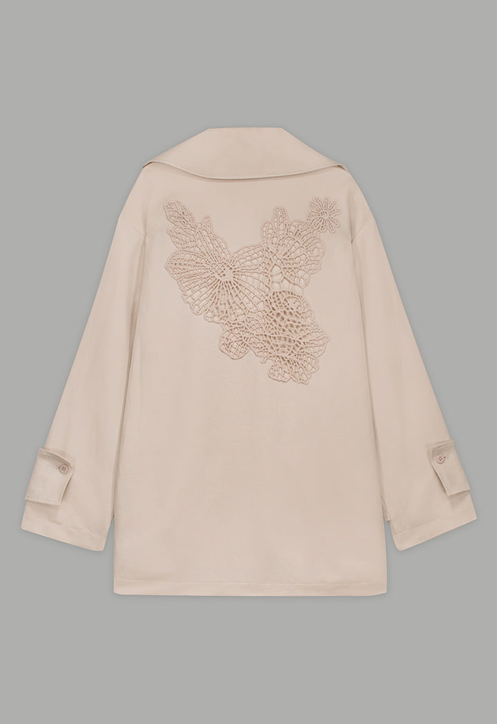 Choice Solid Notched Collar Jacket Beige