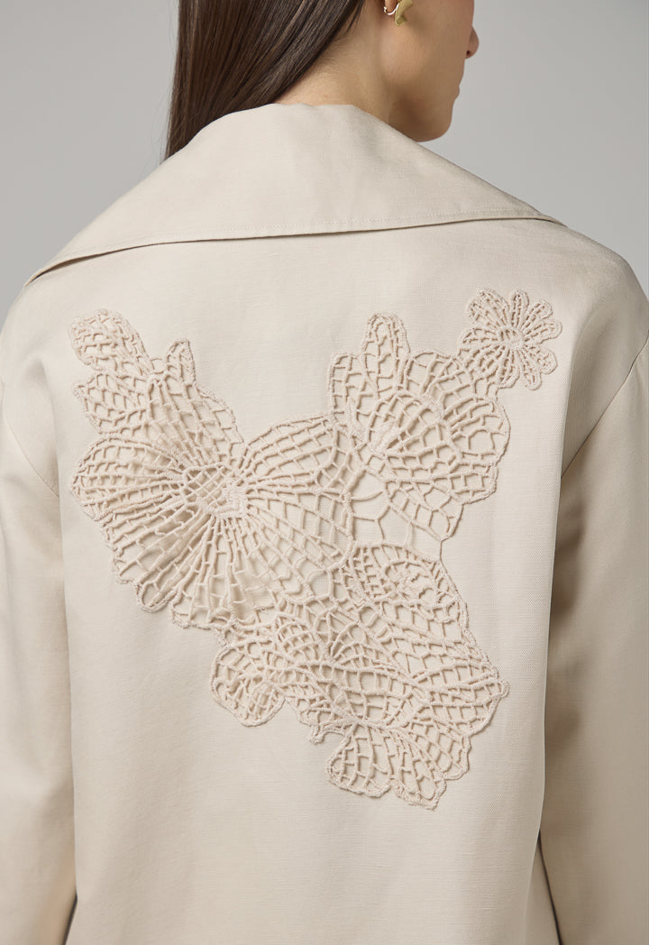 Choice Solid Notched Collar Jacket Beige