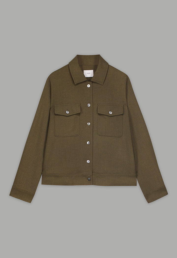 Choice Front Flap Pockets Jacket Khaki