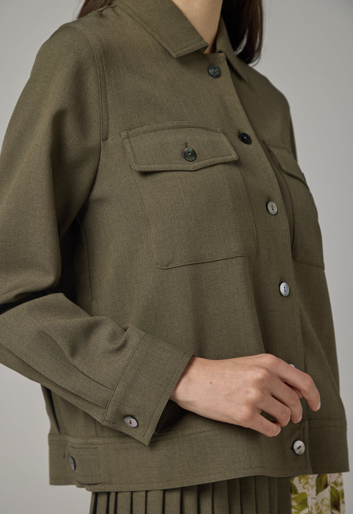 Choice Front Flap Pockets Jacket Khaki