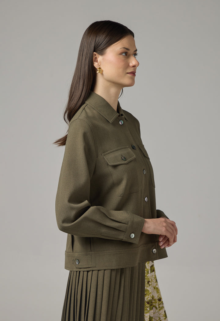 Choice Front Flap Pockets Jacket Khaki