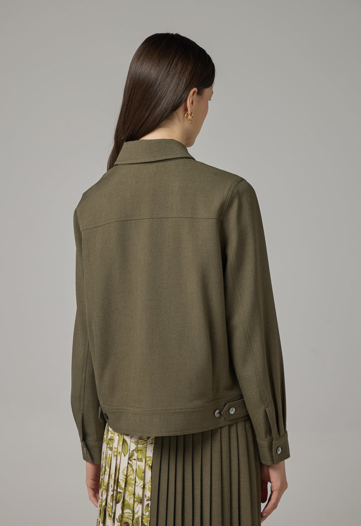 Choice Front Flap Pockets Jacket Khaki