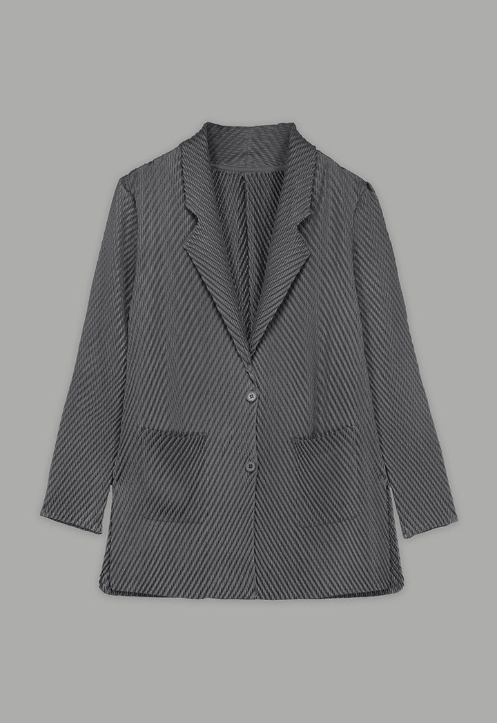 Choice Front Pocket Notched Collar Jacket Grey