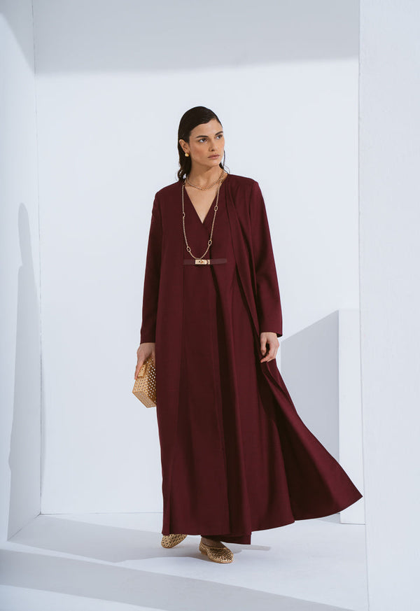 Choice Basic Two Layers Style Maxi Abaya Burgundy