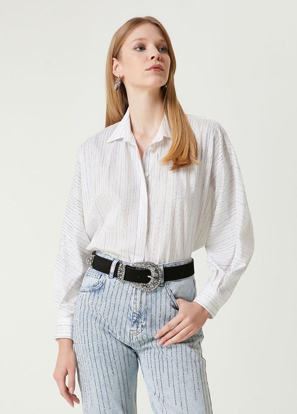 Beymen Club Hotfix Oversize Shirt Off White