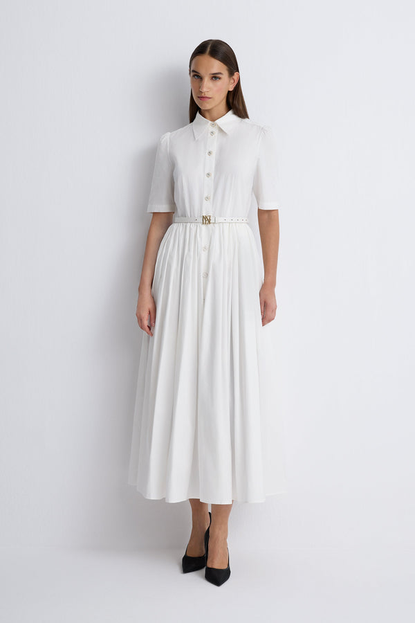 Nean Short Sleeve Poplin Dress
 Off White