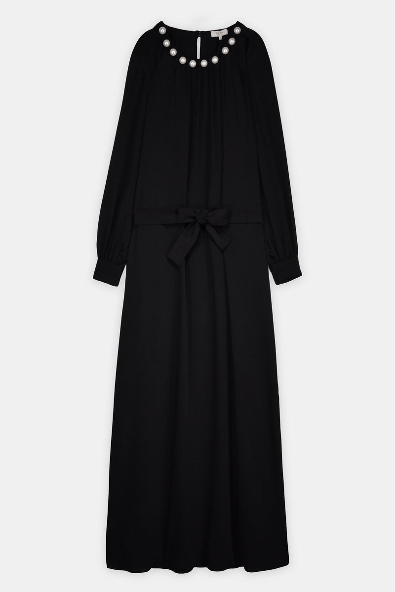 Nean Pearl-Embellished Maxi Dress Black