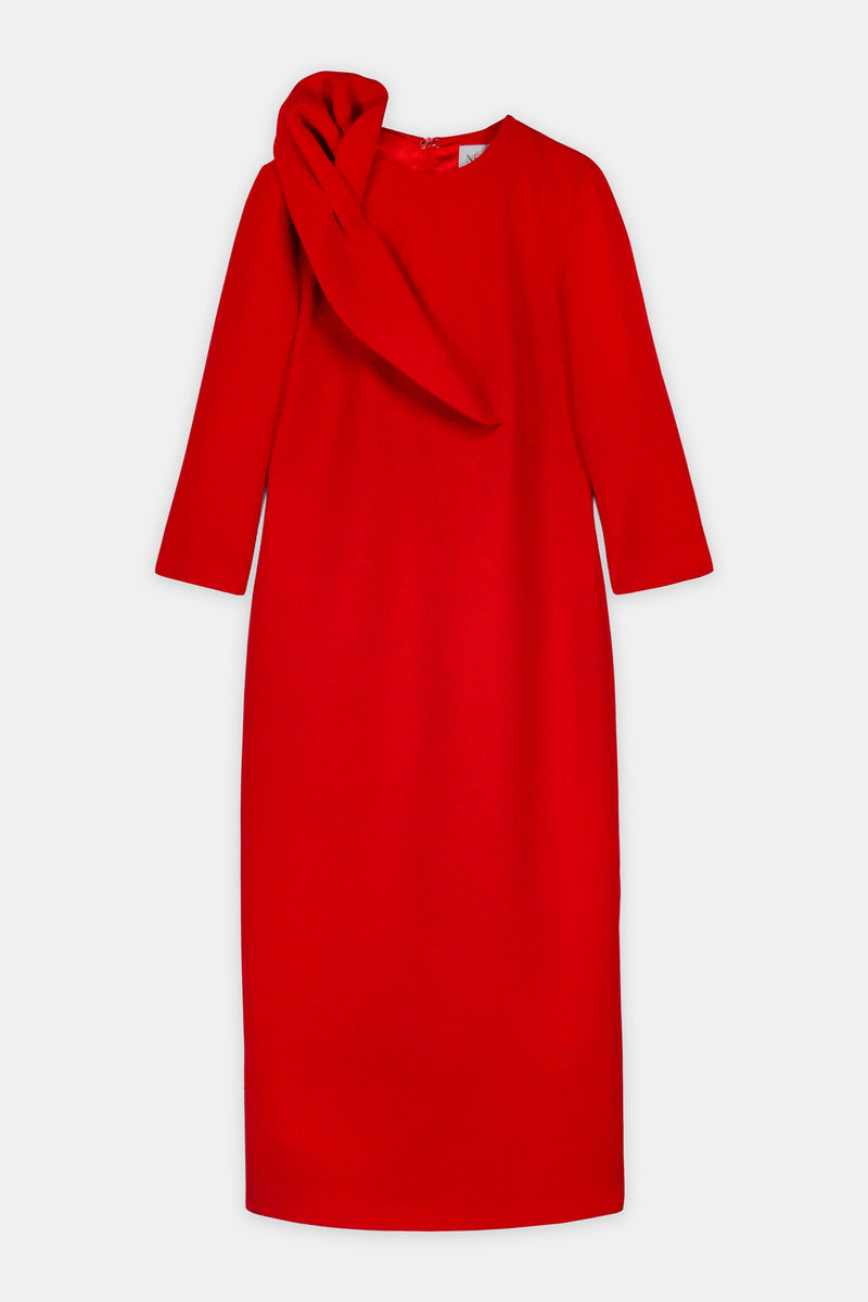 Nean Calla Flower Draped Detailed Dress Red