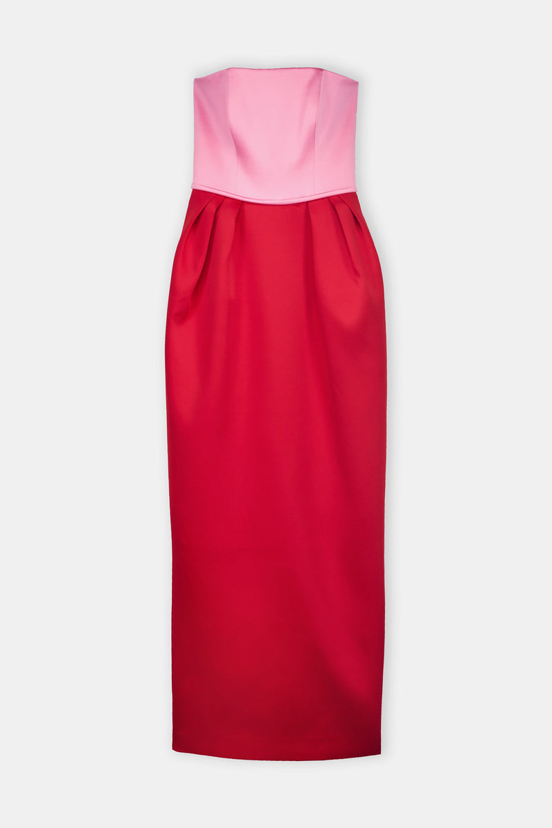 Nean Strapless Color-Block Gown Pink