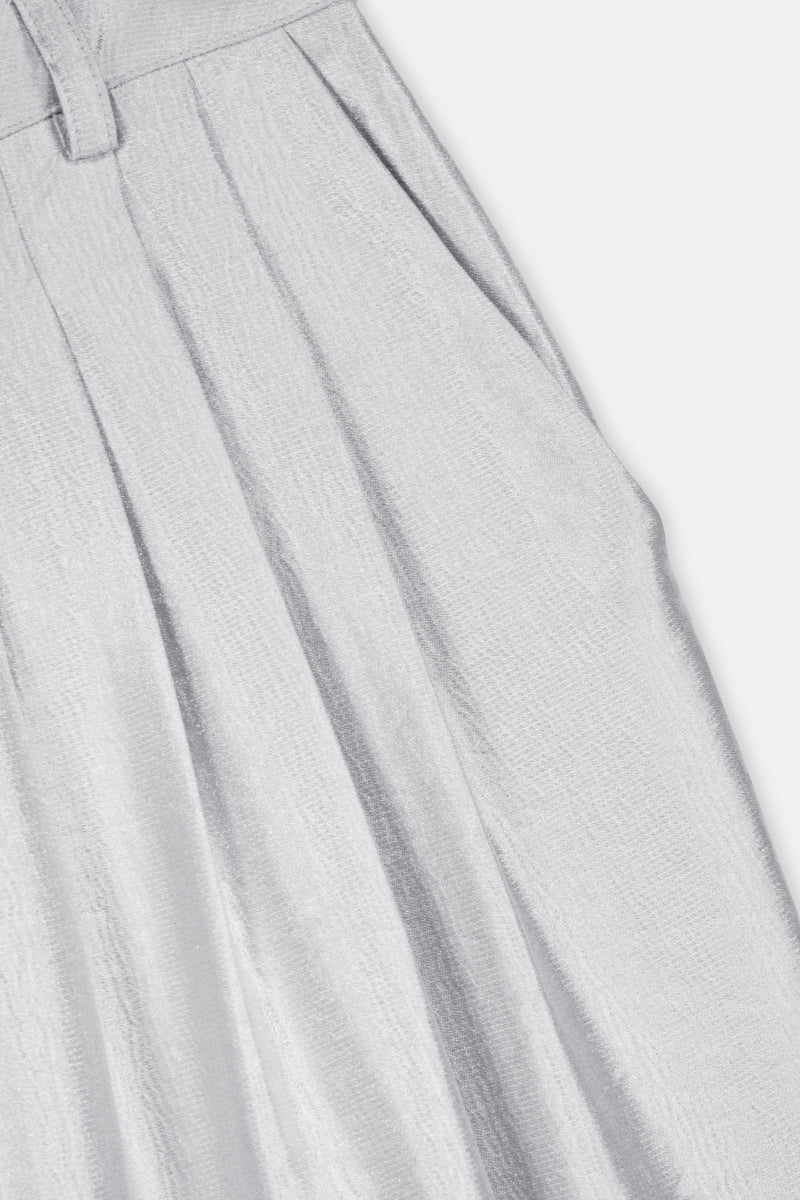 Nean Metallic Silver Wide-Leg Trousers Silver