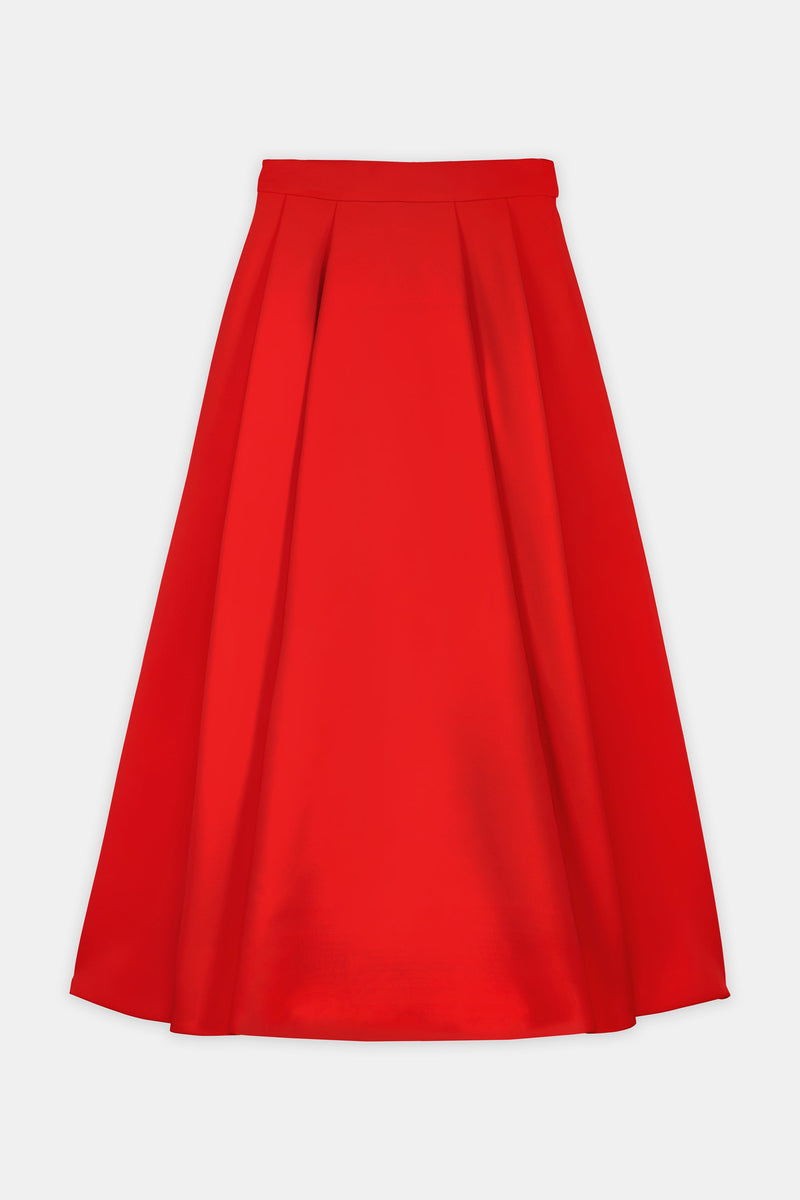 Nean Flared Midi Skirt Red