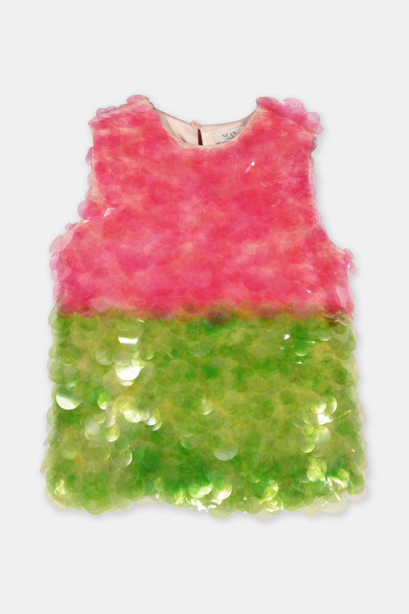 Nean Pink & Green Sequin Gradient Top Multi Color