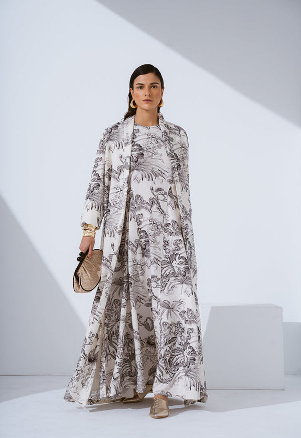 Choice Printed Belted Maxi Abaya Multi Color