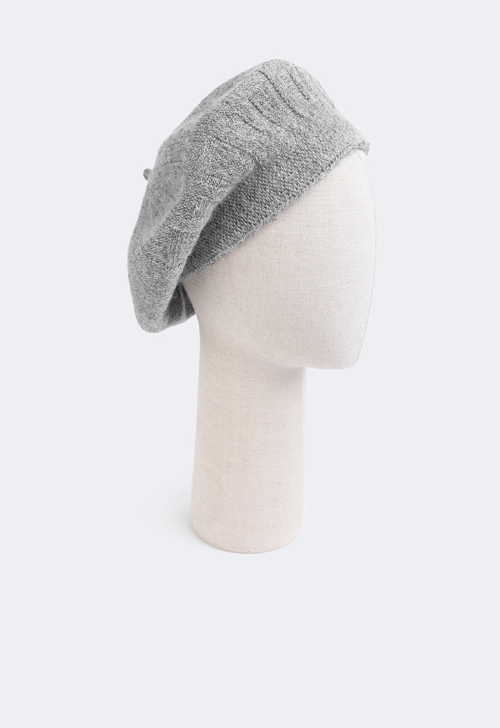 Choice Knitted Lurex Beret Hat Grey