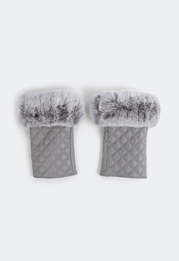 Choice Quilted Rabbit Hair Gloves Grey