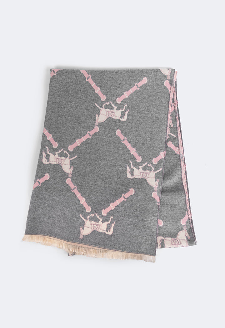 Choice Horse Pattern Pashmina Scarf Grey