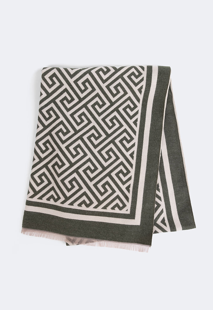 Choice Greek Key Pattern Pashmina Scarf Green