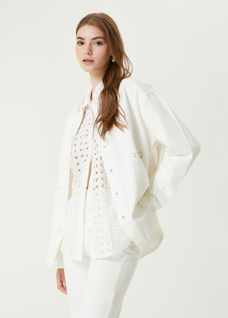 Beymen Club Embroidered Detail Denim Jacket Off White