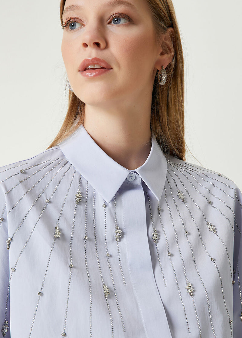 Beymen Club Embellished Short Sleeve Shirt Blue