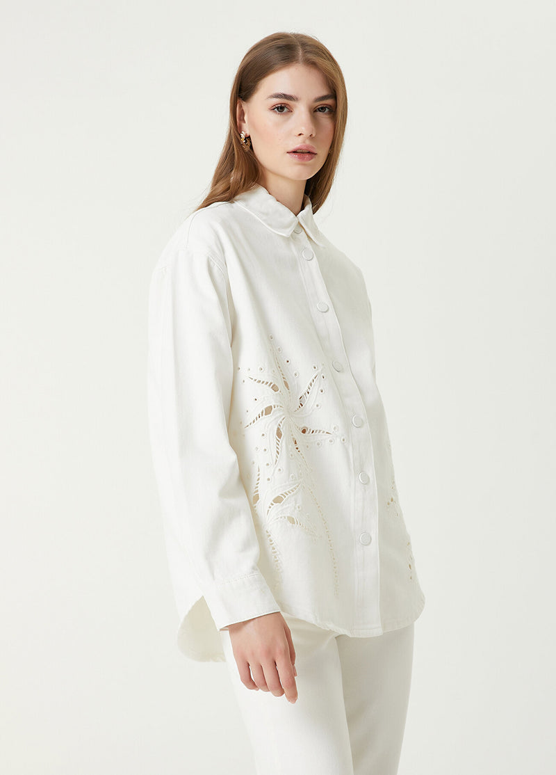 Beymen Club Embroidered Detail Denim Jacket Off White