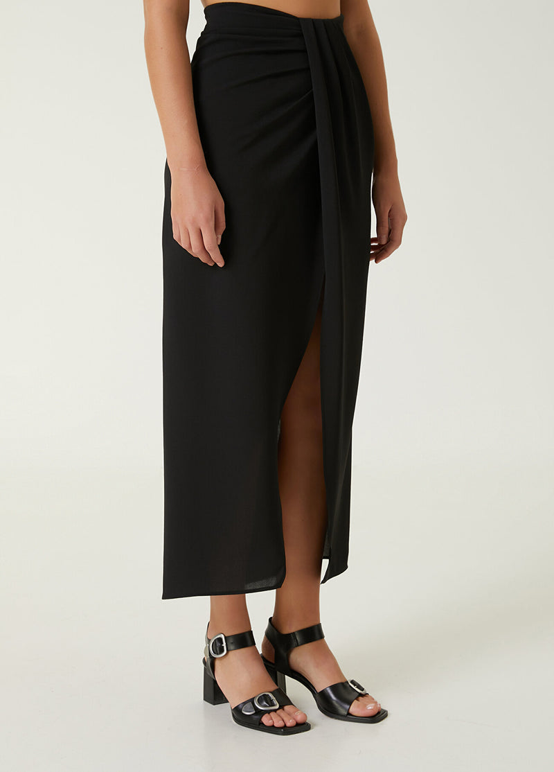 Beymen Club Midi Wrap Skirt Black