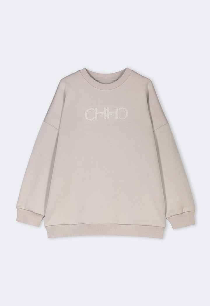 Choice Long Sleeve Monogram Blouse Grey