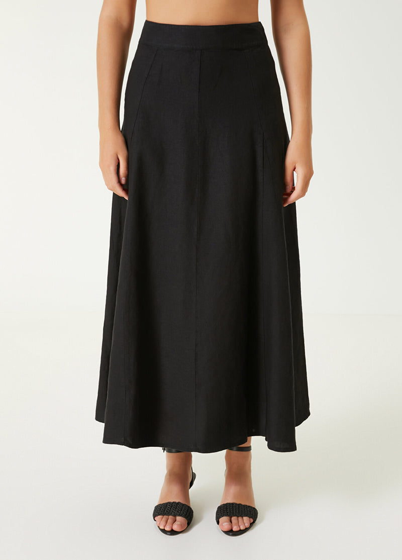 Beymen Club Maxi Linen Skirt Black