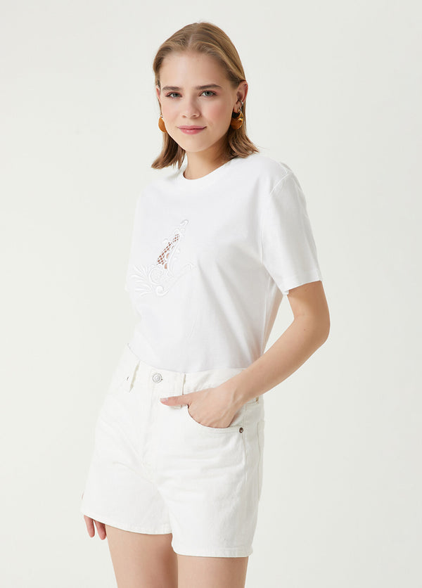 Beymen Club Print Embroidered T-Shirt Off White