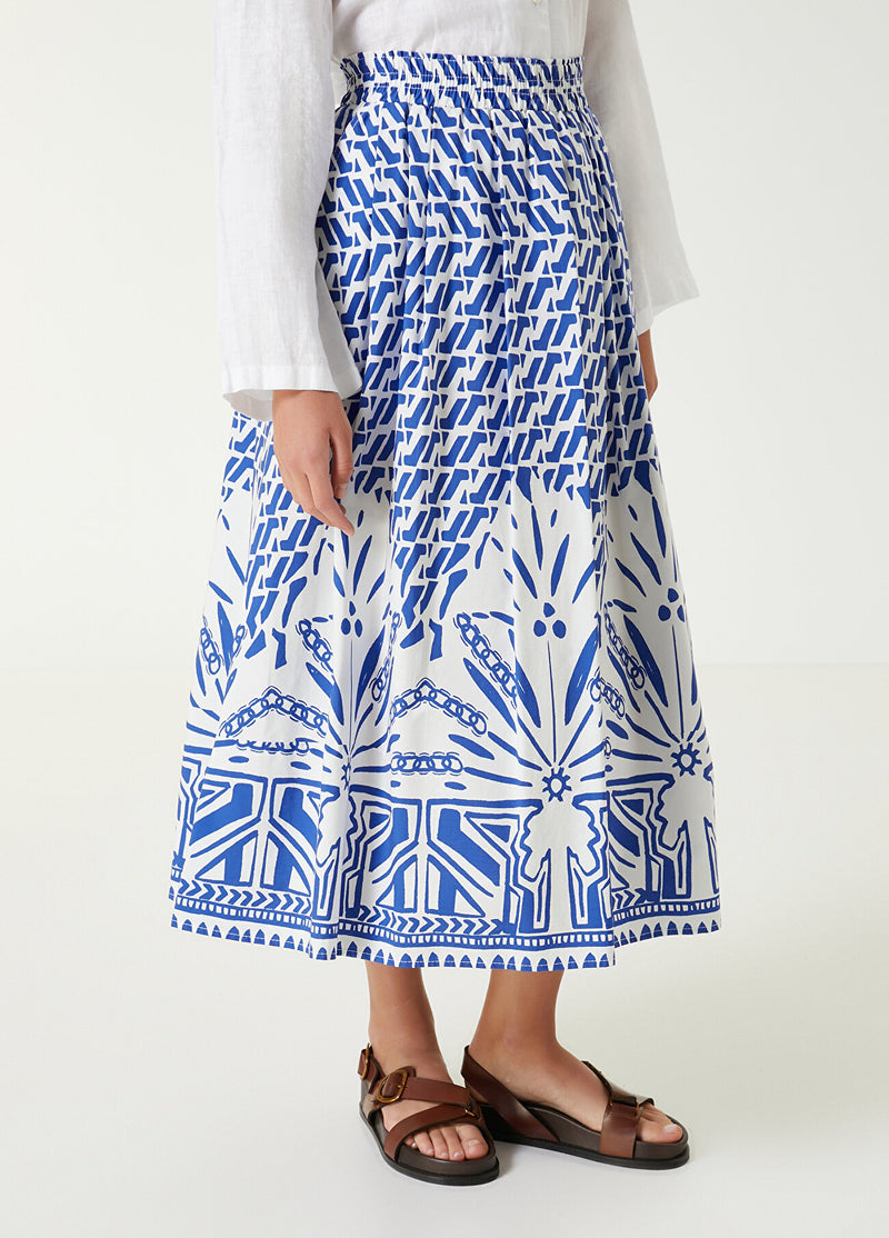 Beymen Club Patterned Midi Skirt Blue - White