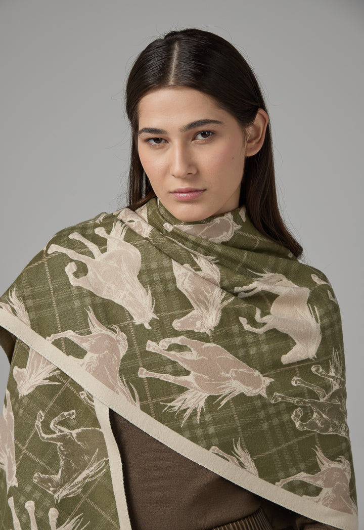 Choice Horse Pattern Pashmina Scarf Green