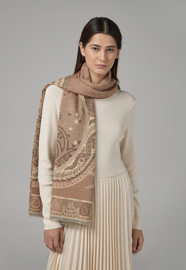 Choice Multi Pattern Pashmina Scarf Camel