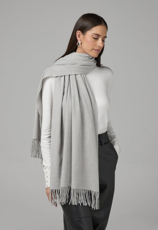 Choice Solid Tussles Winter Scarf Light Grey