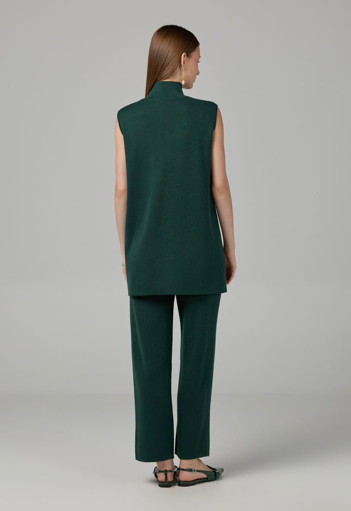 Choice Basic Sleeveless Knitted Top Green