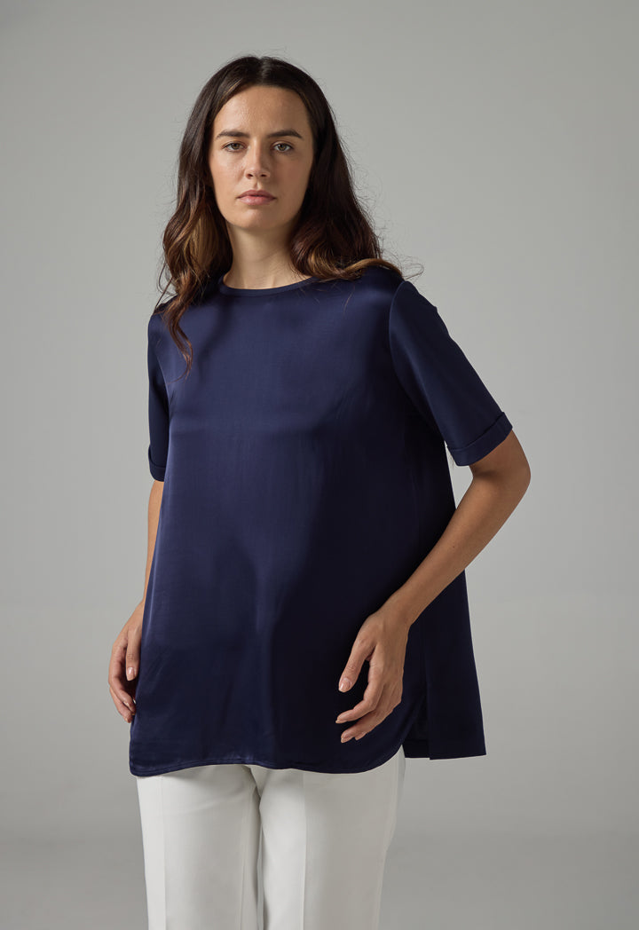 Choice Round Neck Basic T-Shirt  Navy