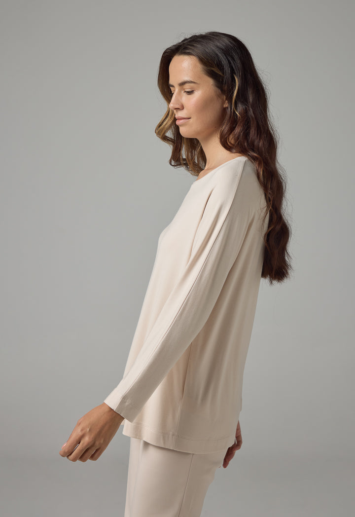 Choice Long Kimono Sleeve Basic Top Beige