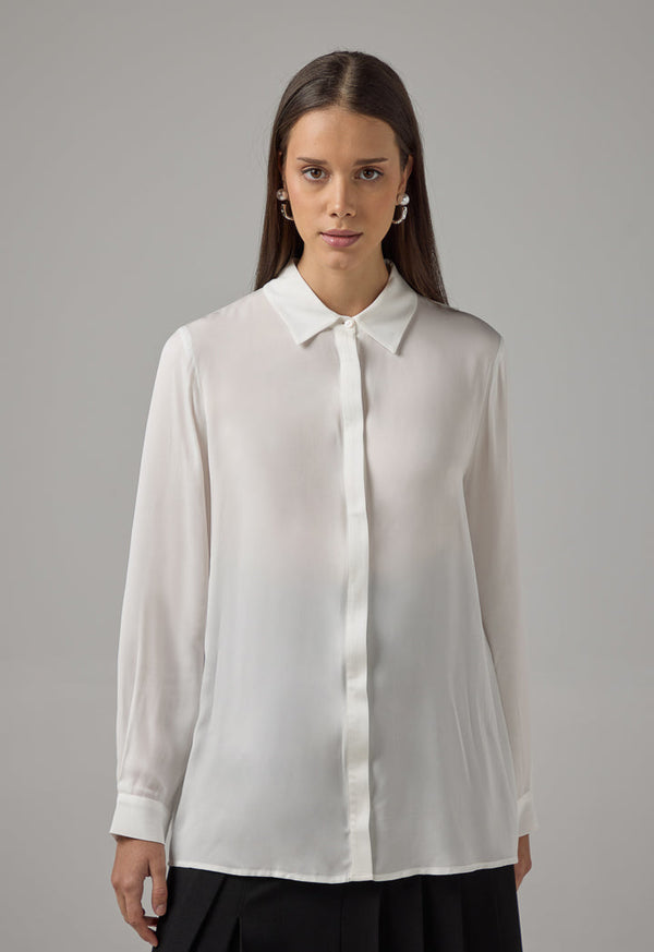 Choice Basic Long Sleeve Shirt Off White