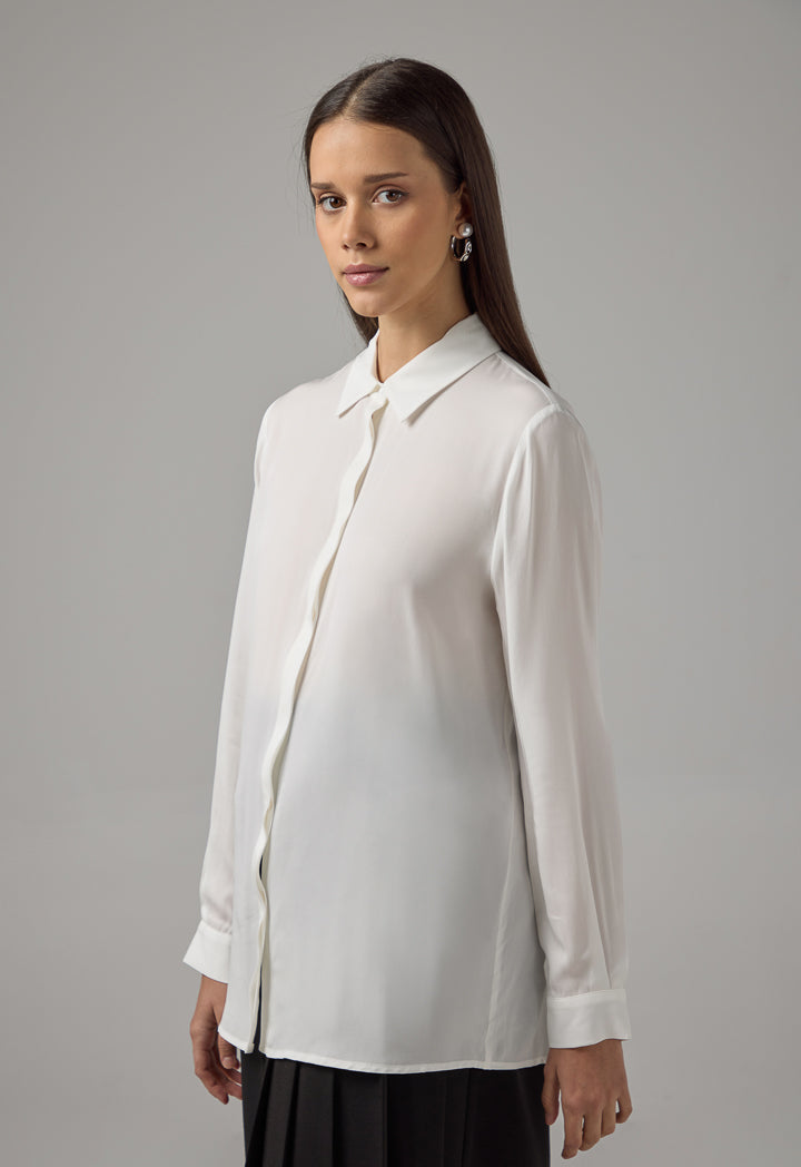 Choice Basic Long Sleeve Shirt Off White