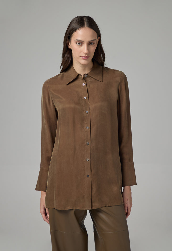 Choice Basic Regular Fit Solid Shirt Khaki