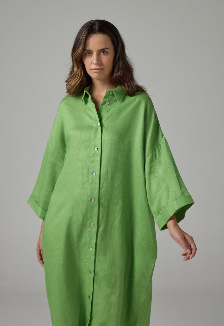 Choice Drop Shoulder Basic Shirt Dress  Green