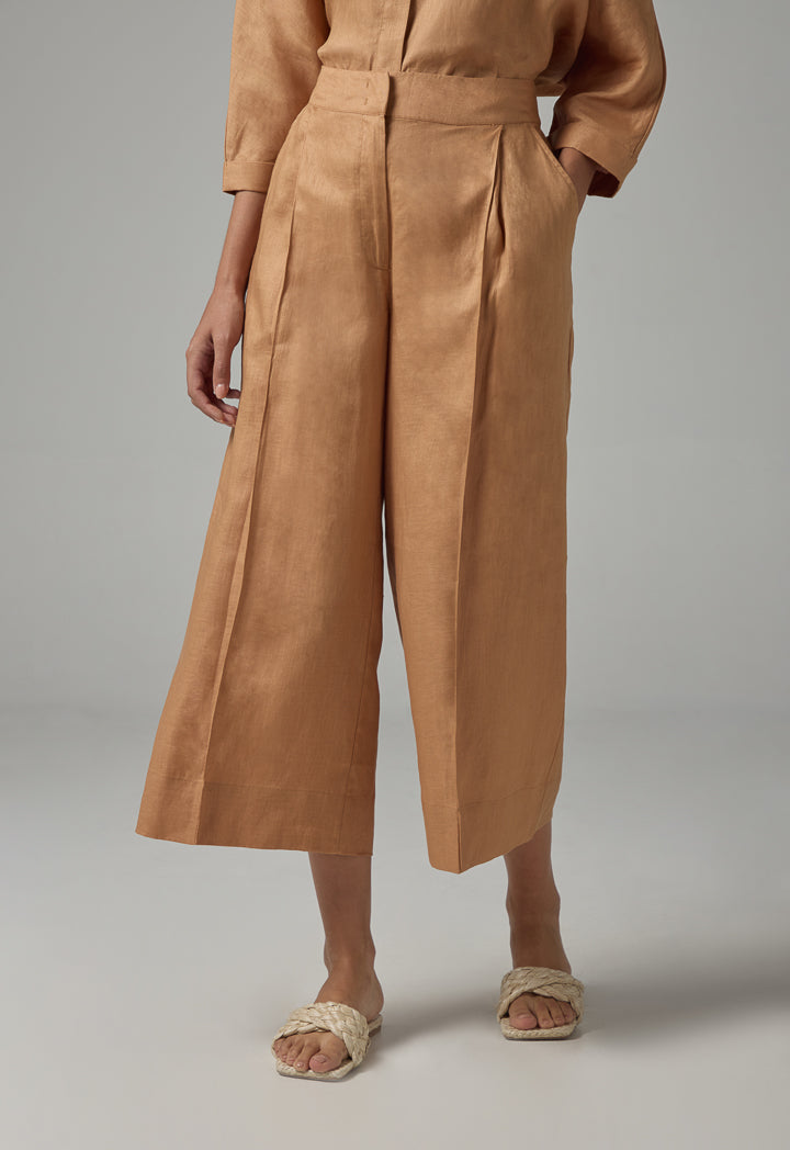 Choice Wide Leg Basic Trousers Caramel