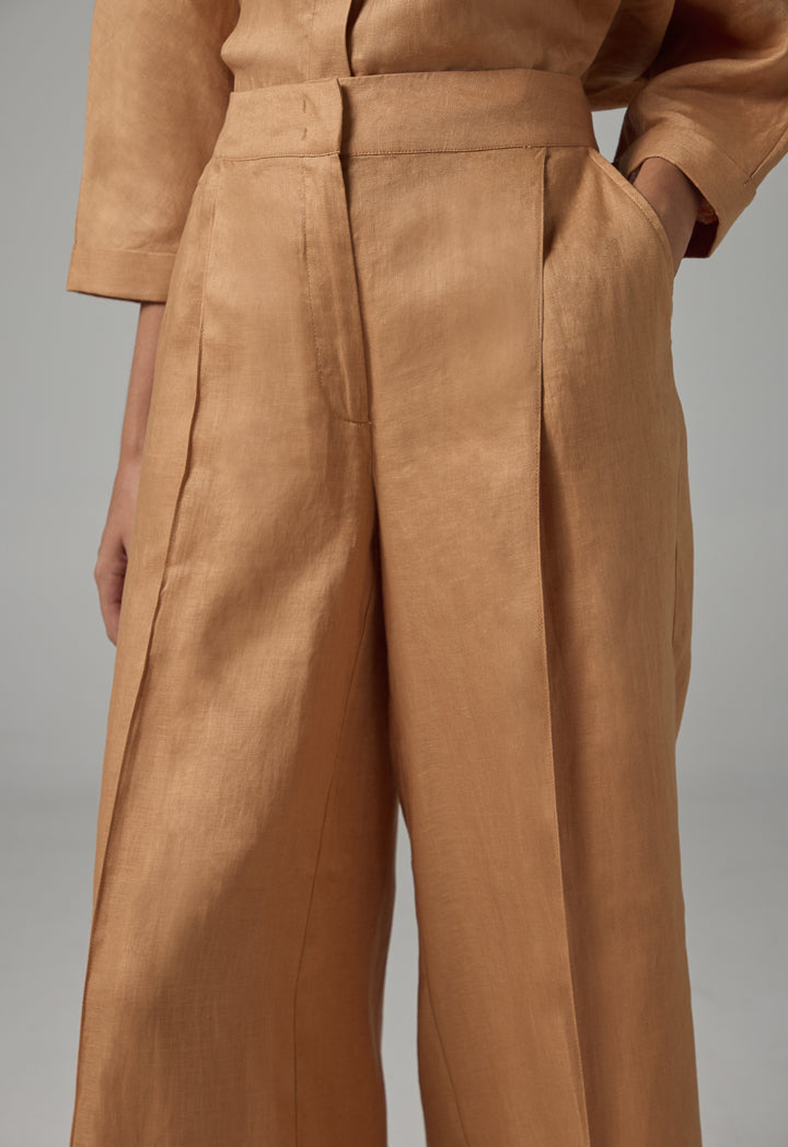 Choice Wide Leg Basic Trousers Caramel