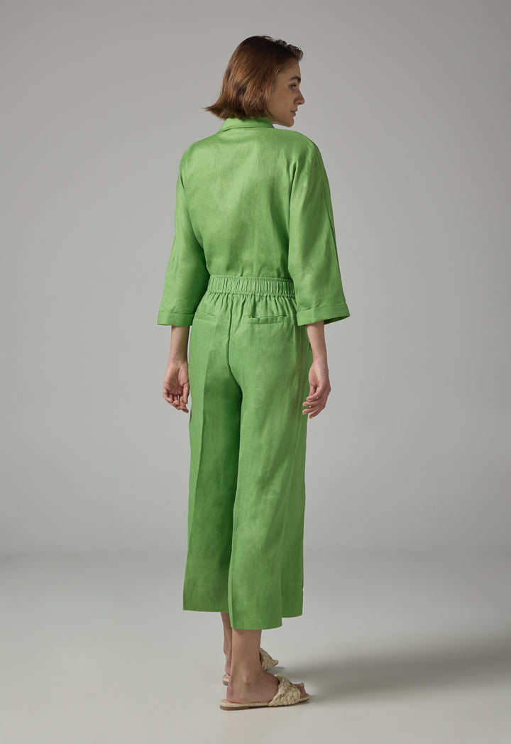 Choice Wide Leg Basic Trousers Green