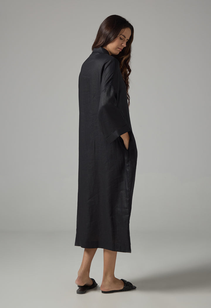 Choice Drop Shoulder Basic Shirt Dress  Black