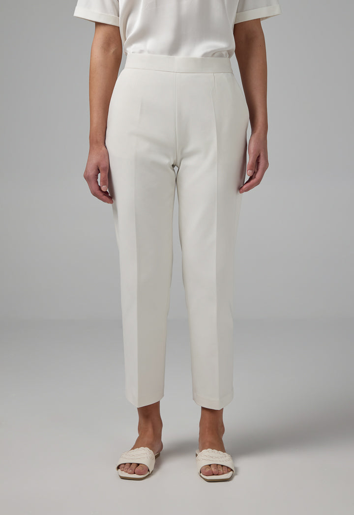 Choice Peg Leg High Waist Trousers Off White