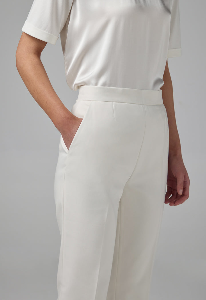 Choice Peg Leg High Waist Trousers Off White